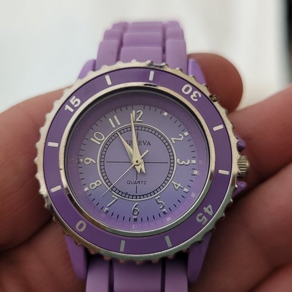 Geneva Watch Lot of 3 Purple Silicone Bands Untested No Batteries For Parts Asst - Picture 9 of 10